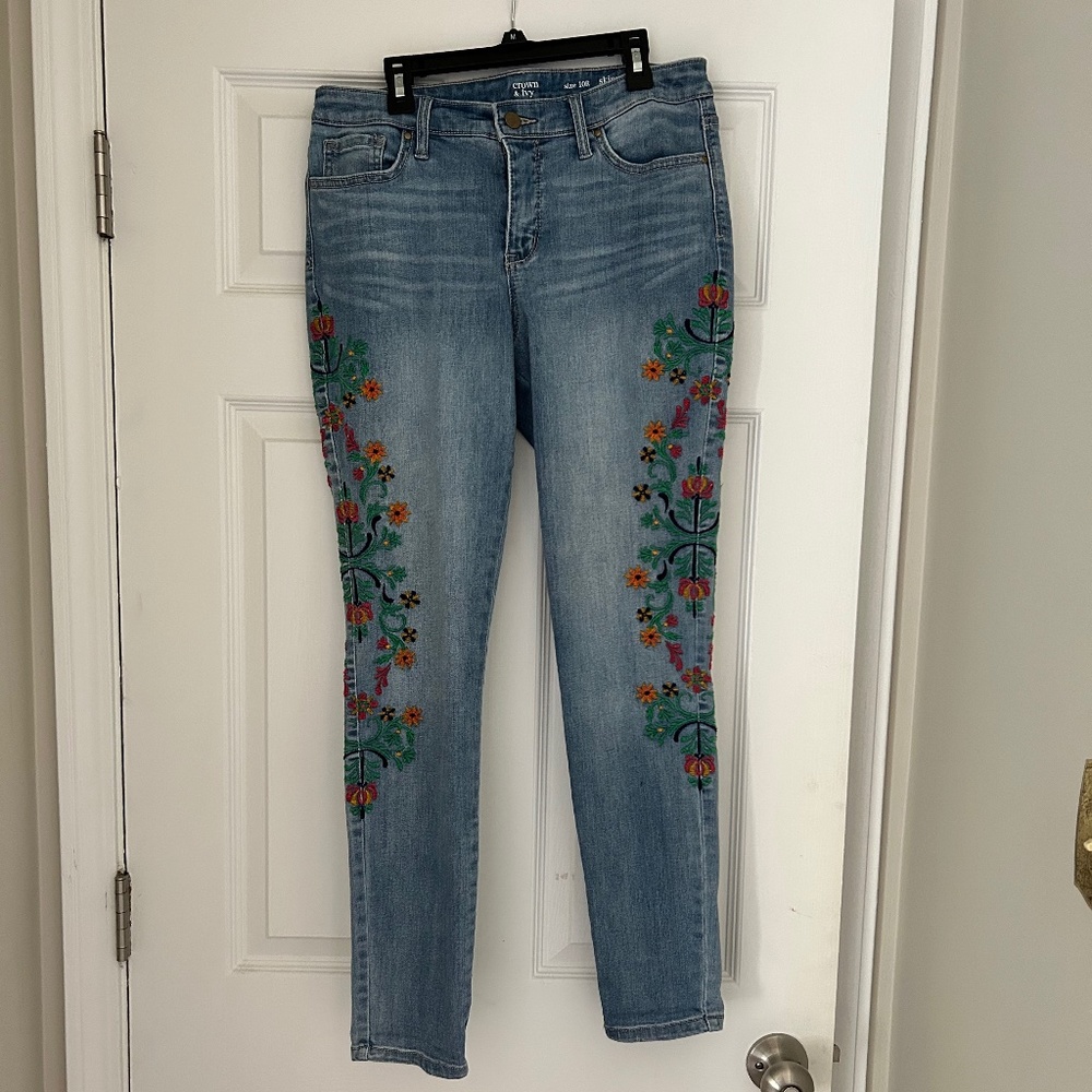 Crown & Ivy Embroidered Jeans